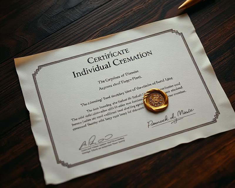 Certificate of Individual Cremation, SafeHarbour Verified