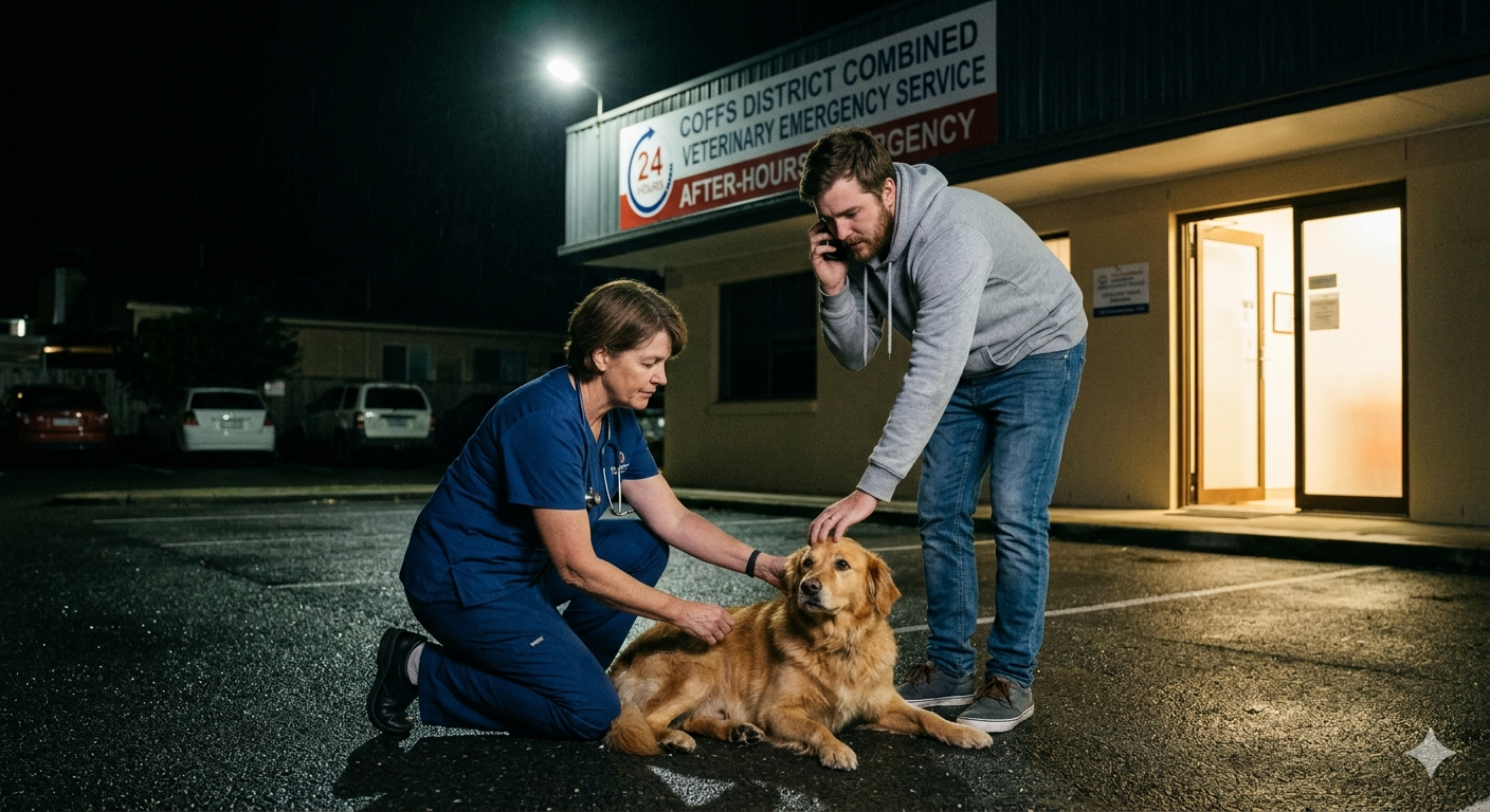 After-hours veterinary emergency illustration