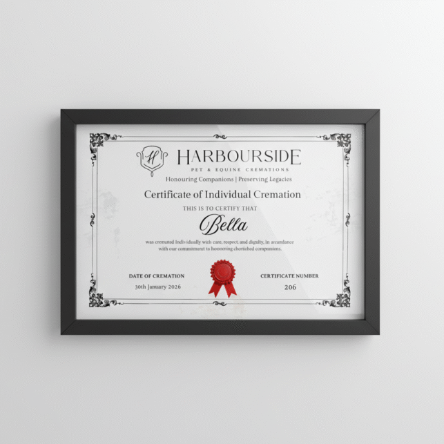 Framed certificate