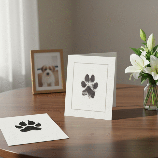 Ink paw print on framing card
