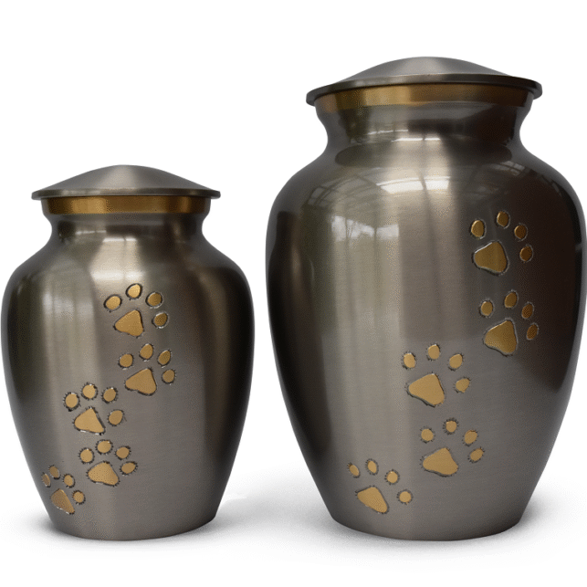 Pewter paw-prints urn