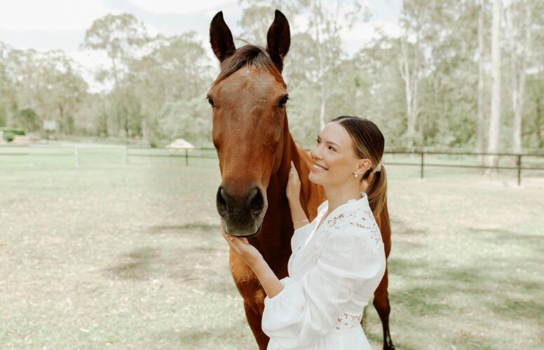 Stephanie Thompson, Champion Jockey · Sky Racing Expert Commentator · Gold Coast QLD · with her heart horse “Dunk”