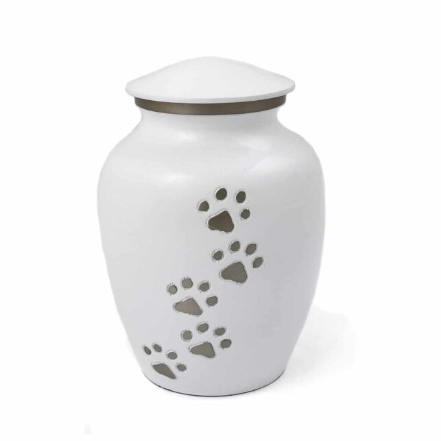 White solid brass urn