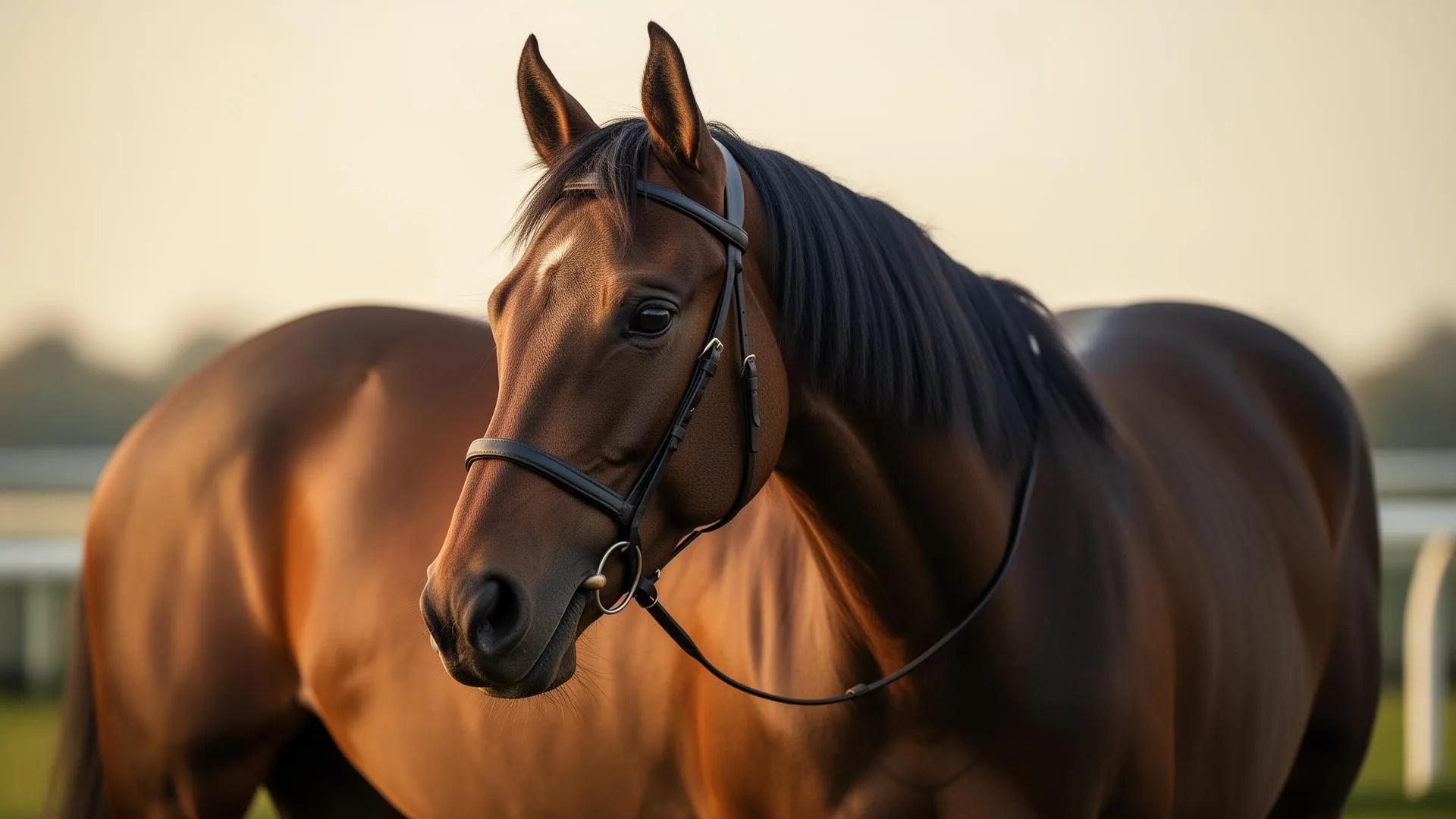 Editorial portrait of a thoroughbred horse in soft natural light
