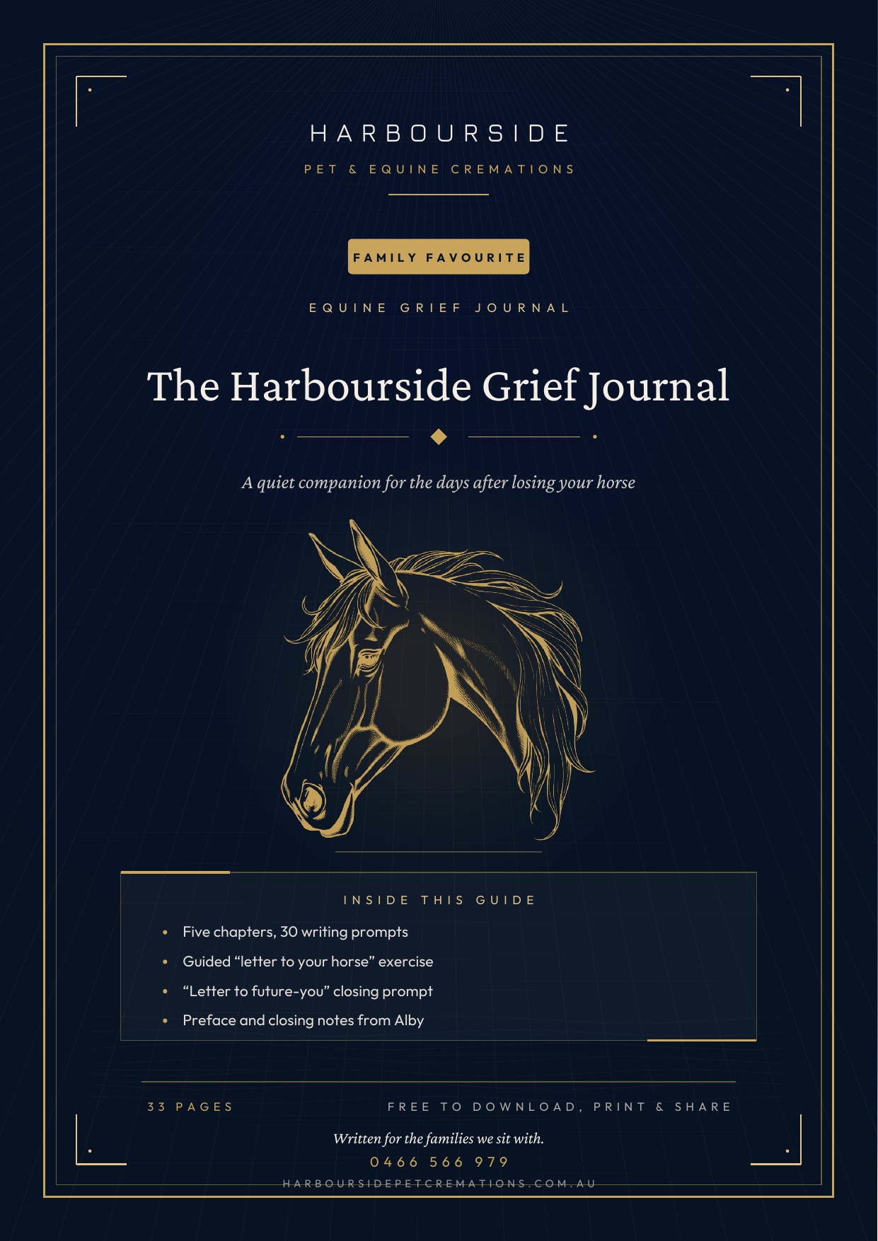 First page of The Harbourside Grief Journal