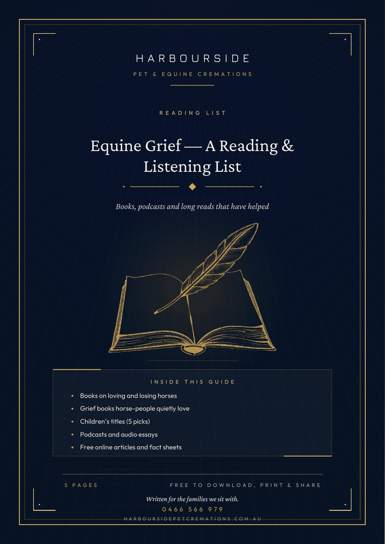 First page of Equine Grief — A Reading & Listening List