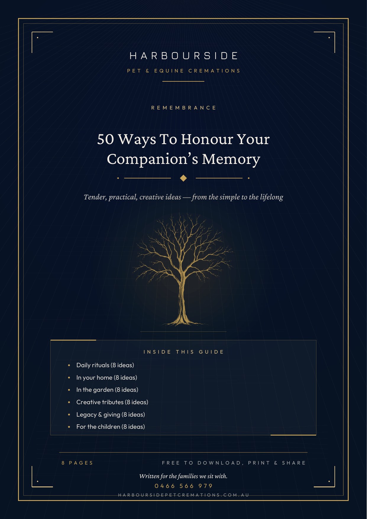 First page of 50 Ways To Honour Your Companion’s Memory