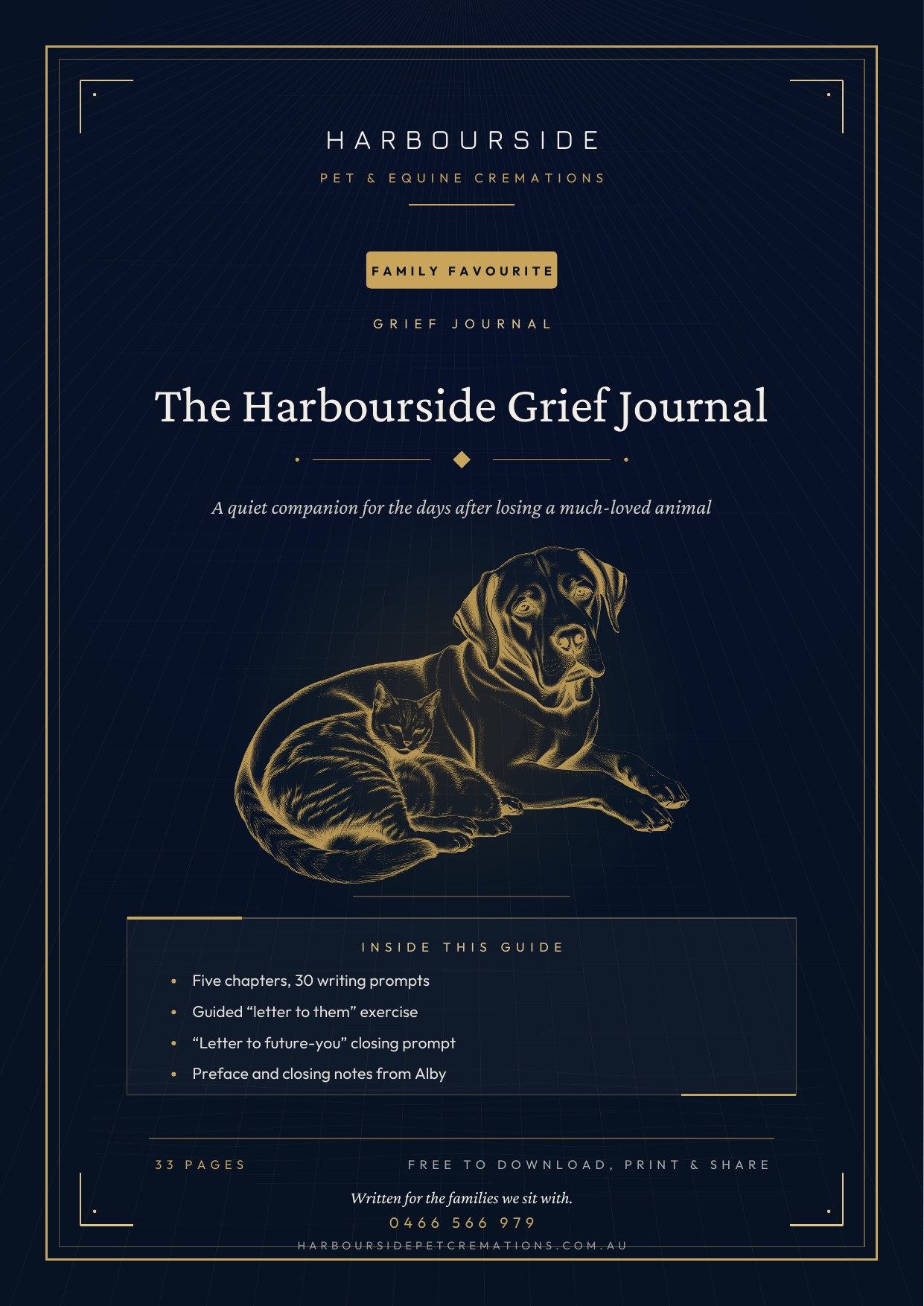 First page of The Harbourside Grief Journal
