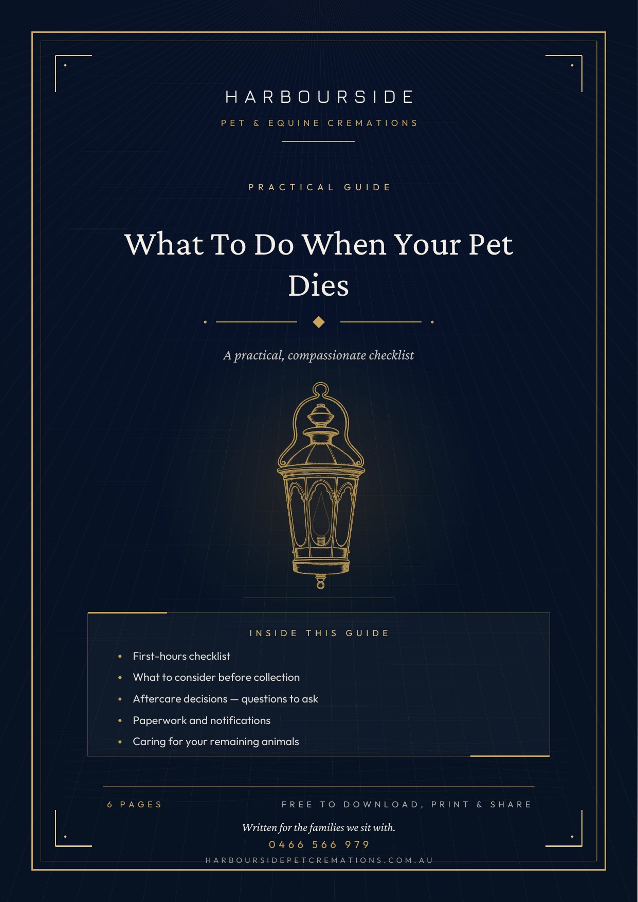 First page of What To Do When Your Pet Dies